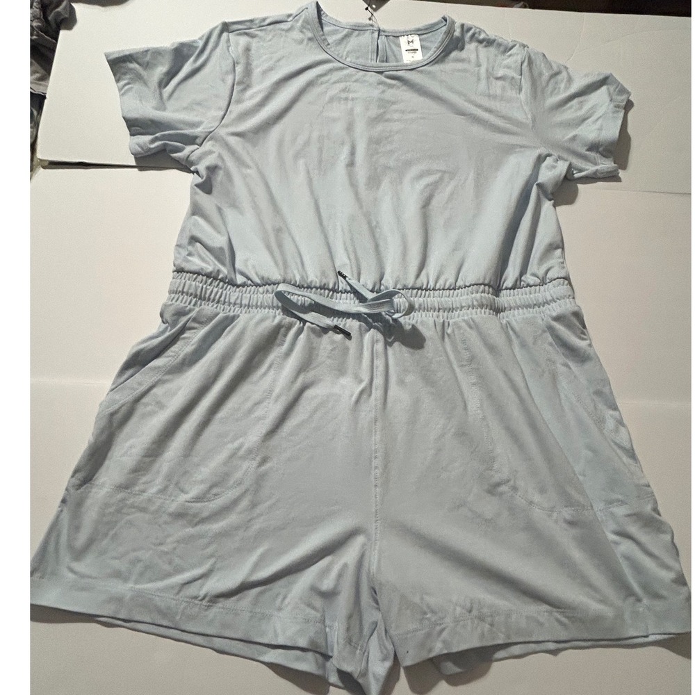 Members Mark Womens Favorite Soft Romper Light Blue Short Sleeve XL NWT